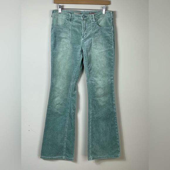Anthropologie Pilcro The Icon Corduroy Flare Mid Rise Jeans Mint Green size 28 - Picture 2 of 9